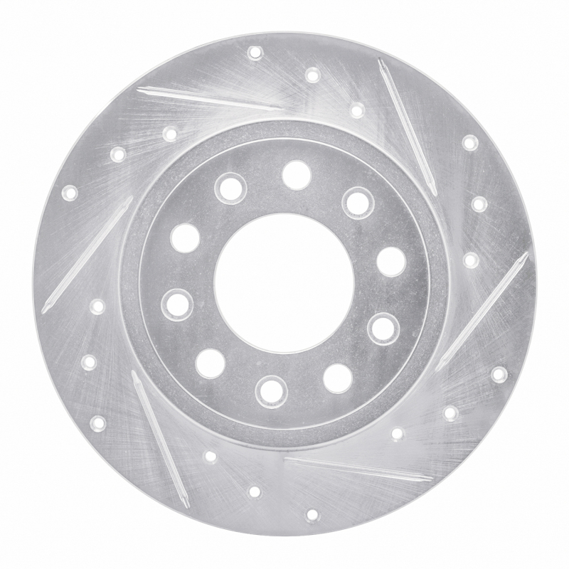 Dodge DART Brake Rotor (1) - Rear Right - R1 Concepts - Drilled & Slotted - Silver - `13-`16